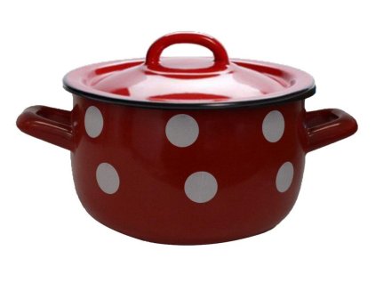 4155 hrniec 22cm 4 7l s pokr smalt cerveny dekor bodky