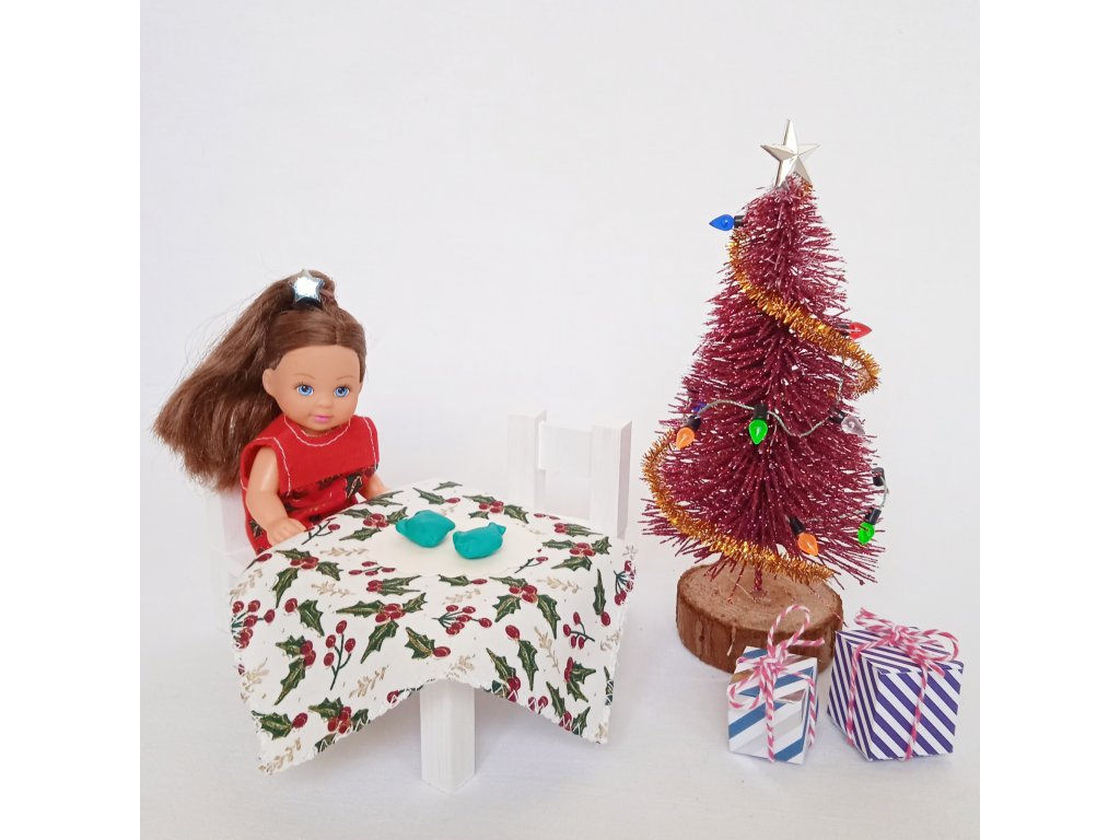 červený Vánoční set - stromek, dárky - Domeček v kufříku