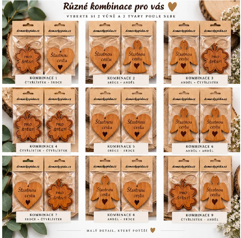 Dárkové DUO WOODRIVE – dřevěné vůně do auta