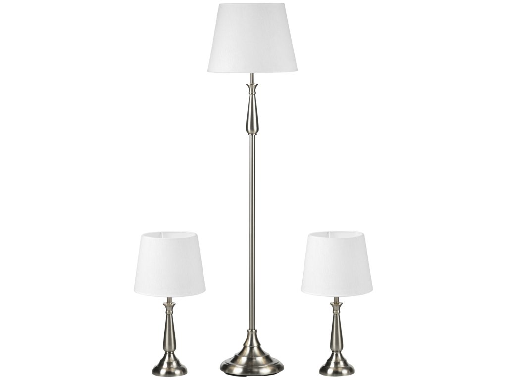 HOMCOM Sada svítidel ve vintage designu sada 3 kusů se 2 stolními lampami a 1 stojací lampou s paticí E27 do obývacího pokoje v krémové barvě | Aosom.de