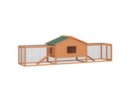PawHut králíkárna XXL s venkovním výběhem Prostorná klec pro králíky, jedlové dřevo a kovový drát, 100x68x59cm| Aosom