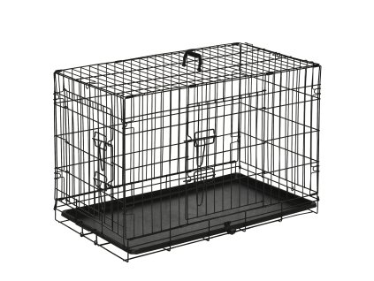 Přepravní box PawHut pro malá zvířata 76x46x52cm, skládací, kovový, černý, ideální pro cestování a bezpečnost | Aosom.de