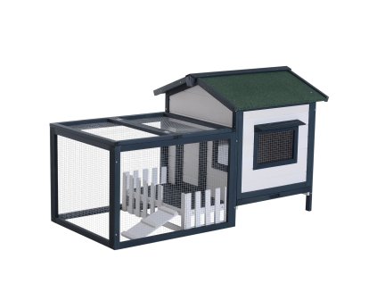 Klec pro králíky PawHut 151x78x84,5 cm s venkovním výběhem a rampou v zeleno-bílé barvě pro šťastné domácí mazlíčky | Aosom.de