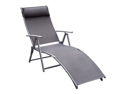 Zahradní lehátko Outsunny, skládací, nastavitelné s polštářem, lehátko šedé, kov a látka 137 x 63,5 x 100,5 cm pro zahradu a terasu | Aosom.de