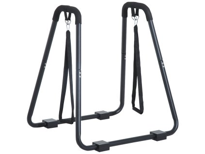 HOMCOM dip station stabilní stojan na dipy se závěsným trenažérem robustní ocelový rám černý 90x81x92,5cm pro efektivní silový trénink | Aosom.de