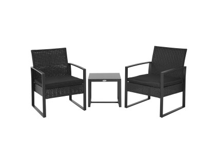 Outsunny polyratanový zahradní set pro 2 osoby sada balkónového nábytku s polštáři černá, odolná proti povětrnostním vlivům a moderní pro terasu a zahradu | Aosom.de