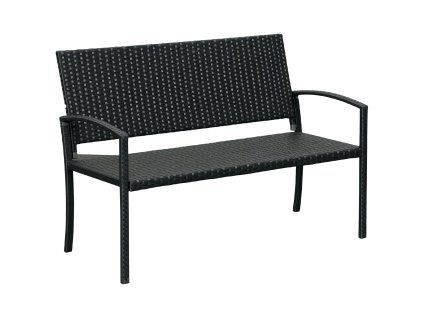 Outsunny polyratanová zahradní lavička 2místná lavička s ocelovým rámem a proutím černá Š122 x H60 x V87cm pro zahradu a terasu | Aosom.de