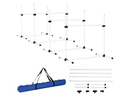 PawHut agility překážková sada pro výcvik psů 4 překážky slalomové tyče plastové bílé 99x65x94cm pro aktivní výcvik psů | Aosom.de