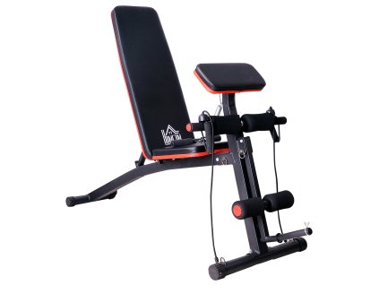 HOMCOM Multifunkční posilovací lavice s pružinovým posilovačem tréninková lavice do 120 kg černá 54 x 160 x 106 cm | Aosom