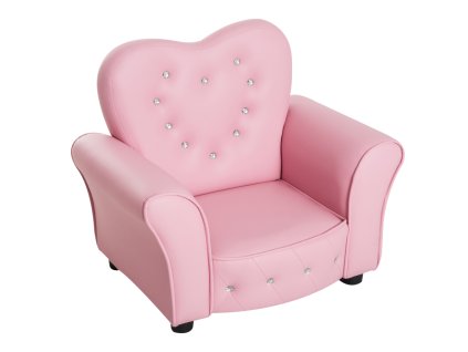 HOMCOM dětská pohovka princezna dětské křeslo ve tvaru srdce růžová útulná pohovka do dětského pokoje D59xŠ41,5xV49cm pro děti | Aosom.de