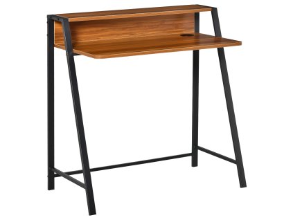 Stůl HOMCOM Počítačový stůl s úložným prostorem a otvorem na kabely, kovový ořech, 84x45x85cm, ideální pro domácí kancelář a pracovnu | Aosom.de