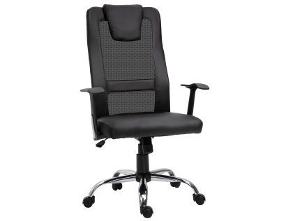 Ergonomická kancelářská židle Vinsetto s nastavitelnou výškou, funkcí houpání a područkami do 120 kg v černé barvě pro pohodlnou práci | Aosom.de