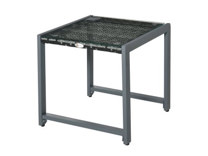 Zahradní stolek Outsunny® s tvrzeným sklem, polyratanem a hliníkem, odolný proti povětrnostním vlivům a moderní pro zahradu, balkon, terasu | Aosom.de