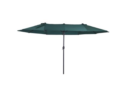 Balkonový slunečník Outsunny Doppler, 460 x 270 x 241 cm, Ø2,7 m, s křížovou podstavou, závažím, ruční klikou, vysoká stabilita, polyester, ABS, tmavě zelená | Aosom