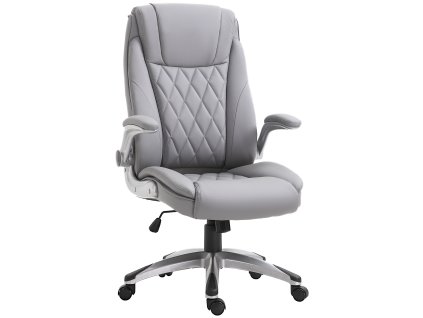 Kancelářská židle Vinsetto ergonomická kancelářská židle s nastavitelnými područkami, houpací funkce, výškově nastavitelná do 135 kg, šedá | Aosom.de