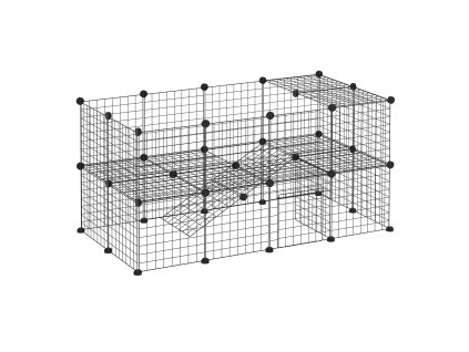 PawHut ohrádka DIY ohrádka pro malá zvířata 36 panelů černá 146x73x73cm bezpečná ohrádka pro štěňata do interiéru a exteriéru | Aosom.de