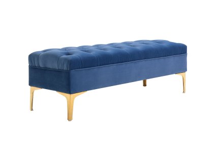 HOMCOM Lavice k posteli lavice na boty sametová modrá 118 x 45 x 42 cm se zvýšenými nohami do ložnice a předsíně | Aosom.de