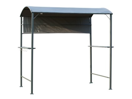 Outsunny BBQ pavilon BBQ pavilon s ochrannou střechou proti plameni, 2 police, polyesterová černá, 218x138x216cm, ideální pro zahradu a terasu | Aosom.de