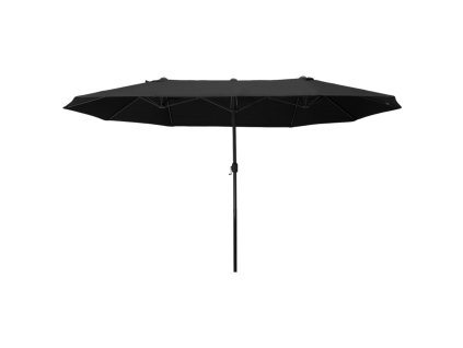 Outsunny slunečník zahradní slunečník trh slunečník dvojitý slunečník terasa slunečník s ruční klikou černý ovál 460 x 270 x 240 cm | Aosom