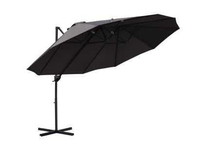Outsunny dvojitý slunečník konzolový slunečník s kličkou Nastavitelný zahradní slunečník Slunečník kovový Tmavě šedá 440 x 270 x 250 cm | Aosom