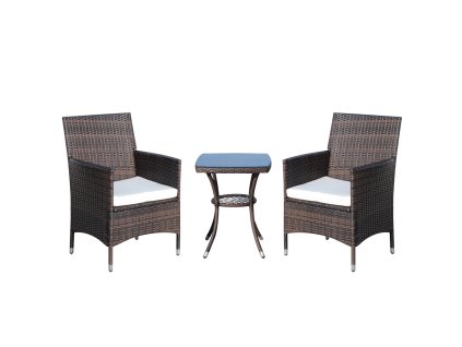 Sada balkónového nábytku skládací ratanový bistro set s polštářem na sezení hnědý 60x58,5x89,5cm pro zahradu a balkon | Aosom.de