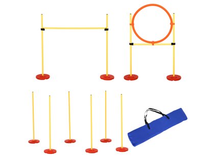 PawHut dog agility set 3 v 1 překážky pro domácí mazlíčky, včetně přenosné tašky, snadná přeprava, žlutá barva pro trénink a zábavu | Aosom.de