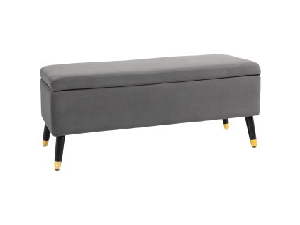 HOMCOM Lavice Čalouněná lavice s úložným prostorem Truhlicová lavice z kovu a kaučukovníku šedá 110 x 43 x 45 cm do předsíně a obývacího pokoje | Aosom.de