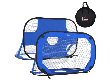 HOMCOM Pop Up fotbalové branky Sada 2 přenosných skládacích mini branek s taškou na přenášení Modrá 123x80x80 cm pro zahradní a sportovní aktivity | Aosom.de