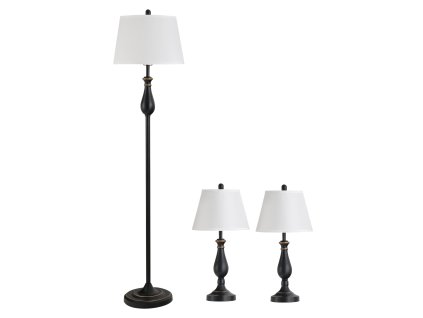 HOMCOM sada 3 lamp vintage stolní stojací lampa kov PS polyester bavlna E27 stolní lampa ø38x158cm stojací lampa ø30x62cm | Aosom