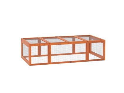 PawHut klec pro malá zvířata klec pro malá zvířata 180 x 90 x 48 cm s volným výběhem multifunkční jedlové dřevo oranžová | Aosom
