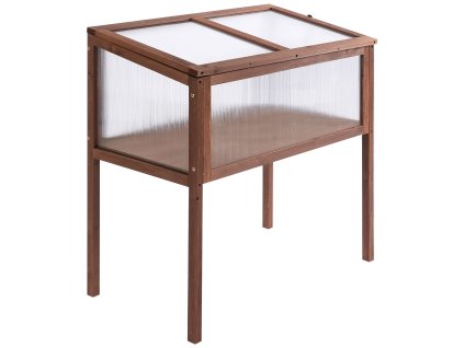 Outsunny vyvýšený záhonový truhlík se studeným rámem 90 x 50 x 93 cm pro zahradu balkon terasu, bylinkový záhon z jedlového dřeva a PC desky v hnědé barvě | Aosom.de