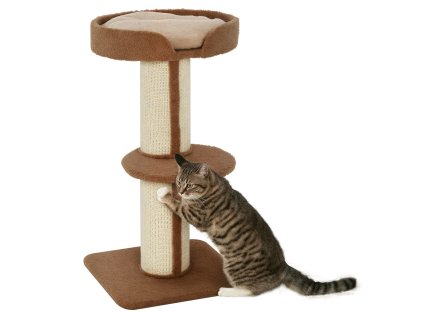 PawHut škrabadlo s odnímatelným polštářem, do 30 kg, škrabadlo, kočičí strom s plošinou, stabilní, sisal, světle hnědá, 45x45x91cm| Aosom