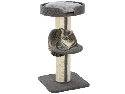 Škrabadlo PawHut pro kočky, stabilní škrabadlo s plošinou, sisal, nosnost 30 kg, šedé, pro aktivní hru a odpočinek | Aosom.de