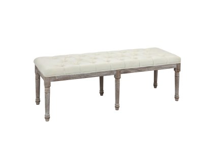 HOMCOM Čalouněná lavice Béžová vintage lavice s knoflíky, sametový povrch, kaučukovník, 142x47x51cm, stylové posezení do předsíně a obývacího pokoje | Aosom.de