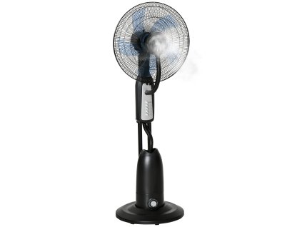 Stojanový ventilátor HOMCOM s rozprašovačem vody 2.8l, funkce mlhy, nastavitelný úhel sklonu, kov, výška 120cm pro chladivé osvěžení | Aosom.de