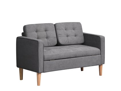 HOMCOM 2místná látková pohovka Dvoumístná pohovka s odnímatelnými polštáři z kaučukovníku a bavlny v šedé barvě 117x62x78 cm do obývacího pokoje | Aosom.de