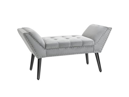 Čalouněná lavice HOMCOM Moderní lavice s knoflíky z kaučukového dřeva a sametu ve světle šedé barvě 114x46x56cm do předsíně a obývacího pokoje | Aosom.de