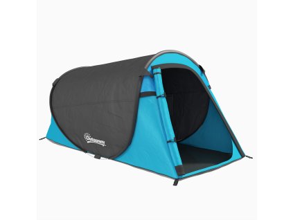 Outsunny Pop-Up stan pro 1-2 osoby Lehký kempinkový stan pro 3 roční období, polyester a sklolaminát, modrá+šedá, 220x108x110cm| Aosom