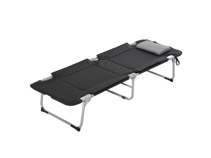 Outsunny Skládací kempingová postýlka s polštářem 183x66x33cm Lehká přenosná postýlka pro venkovní kempování Black Silver | Aosom.de