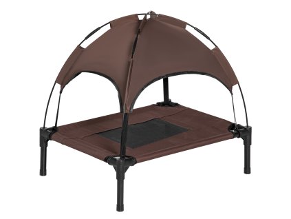 PawHut Pet Bed Outdoor with Canopy Raised Dog Bed, Breathable Taffeta Fabric, Coffee, 61x46x62cm| Aosom