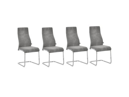 HOMCOM jídelní židle sada 4 kuchyňských židlí s opěradlem Velvet-Touch šedý ocelový rám 45x61x98cm pro moderní jídelnu | Aosom.de