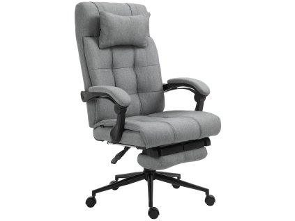 Kancelářská židle Vinsetto s polštářem pod hlavu a područkami, výškově nastavitelná otočná židle s podnožkou, lněná, ergonomická, 66 x 70 x 116-124 cm | Aosom.de