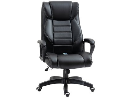 Masážní kancelářská židle Vinsetto v kůži, ergonomická výškově nastavitelná otočná židle, počítačová židle v černé barvě pro kancelář a domácí kancelář | Aosom.de