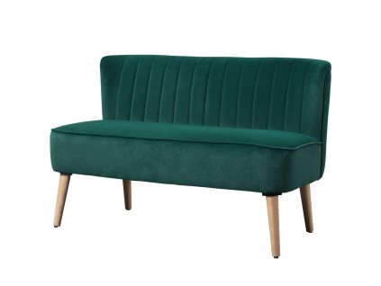 HOMCOM 2místná pohovka do obývacího pokoje dvoumístná pohovka tmavě zelená, dřevěný rám, sametový polyester, pěnové čalounění, 117 x 56,5 x 77 cm | Aosom.de