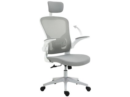 Kancelářská židle Vinsetto ergonomická kancelářská židle s opěrkou hlavy a funkcí houpání, výškově nastavitelná, šedá, 65 x 64 x 114-122 cm | Aosom.de