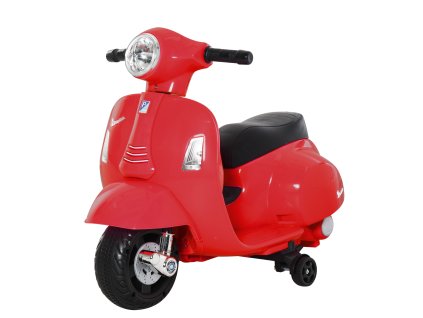 HOMCOM VESPA elektrická motorka dětská motorka elektrické vozidlo 18-36 měsíců 3 km/h LED světlo zvuk PP plast kov červená 66,5 x 38 x 52 cm | Aosom