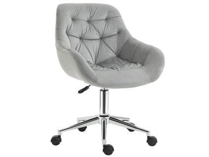 Kancelářská židle Vinsetto malá, výškově nastavitelná kancelářská židle, sametový vzhled, ergonomická čalouněná židle, do 120 kg, šedá | Aosom