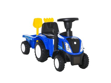 HOMCOM dětské autíčko dětské autíčko NEW HOLLAND jezdící autíčko klasické chodítko s klaksonem plastové kovové modré | Aosom