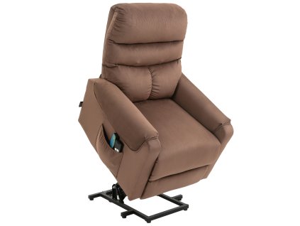HOMCOM TV křeslo polohovací elektrické s masážní funkcí vyhřívání polohovací funkce polyester světle hnědá 79x97x103cm pro pohodlí a relaxaci | Aosom.de