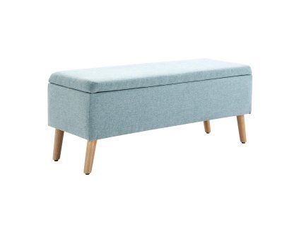 HOMCOM Světle zelená čalouněná lavice s úložným prostorem 110x39x45cm z polyesteru připomínajícího len a kaučukovníku ve skandinávském designu | Aosom.de
